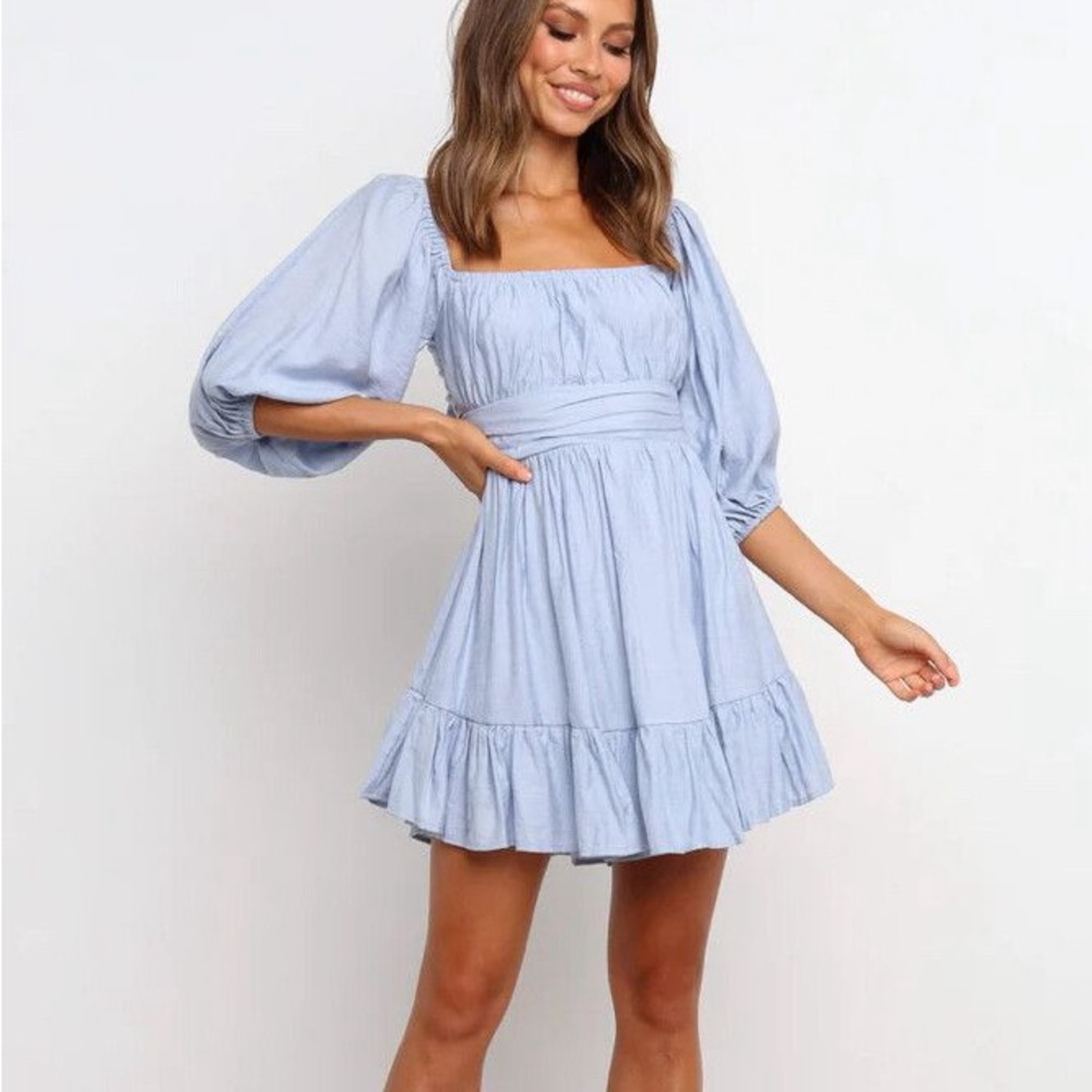 Petal & Pup Jocasta Blue Tie Back Mini Dress